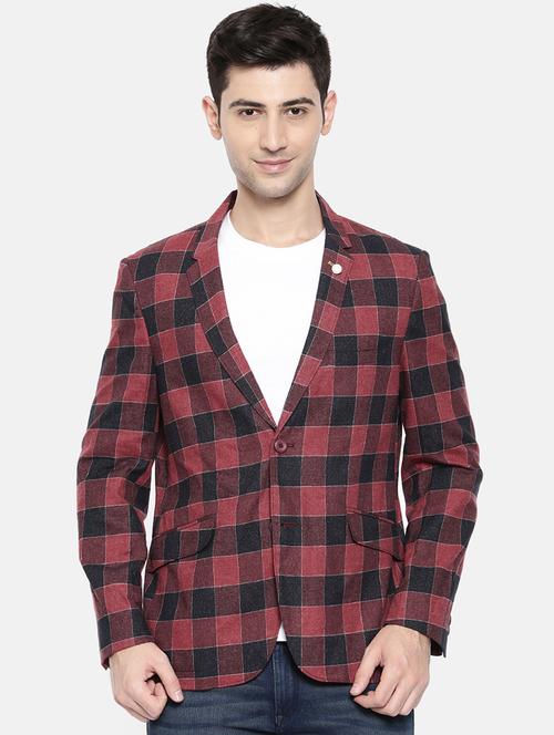 red cotton single breasted blazer - 15731672 - Standard Image - 1