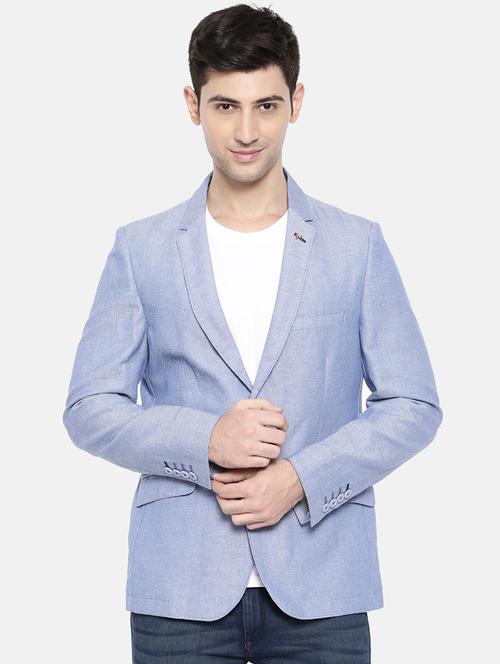 light blue cotton single breasted blazer - 15731678 - Standard Image - 1