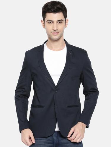 navy blue cotton single breastedblazer - 15731683 - Very Small Image - 1