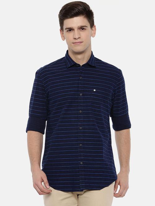 navy blue cotton casual shirt - 15731789 - Standard Image - 1