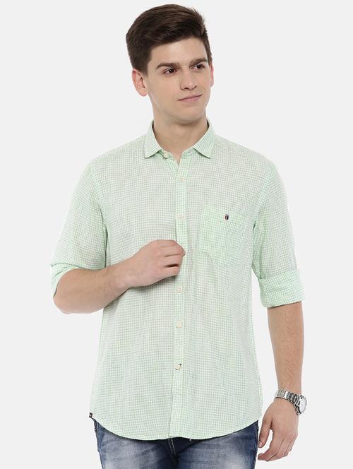 green linen casual shirt - 15731791 - Standard Image - 1