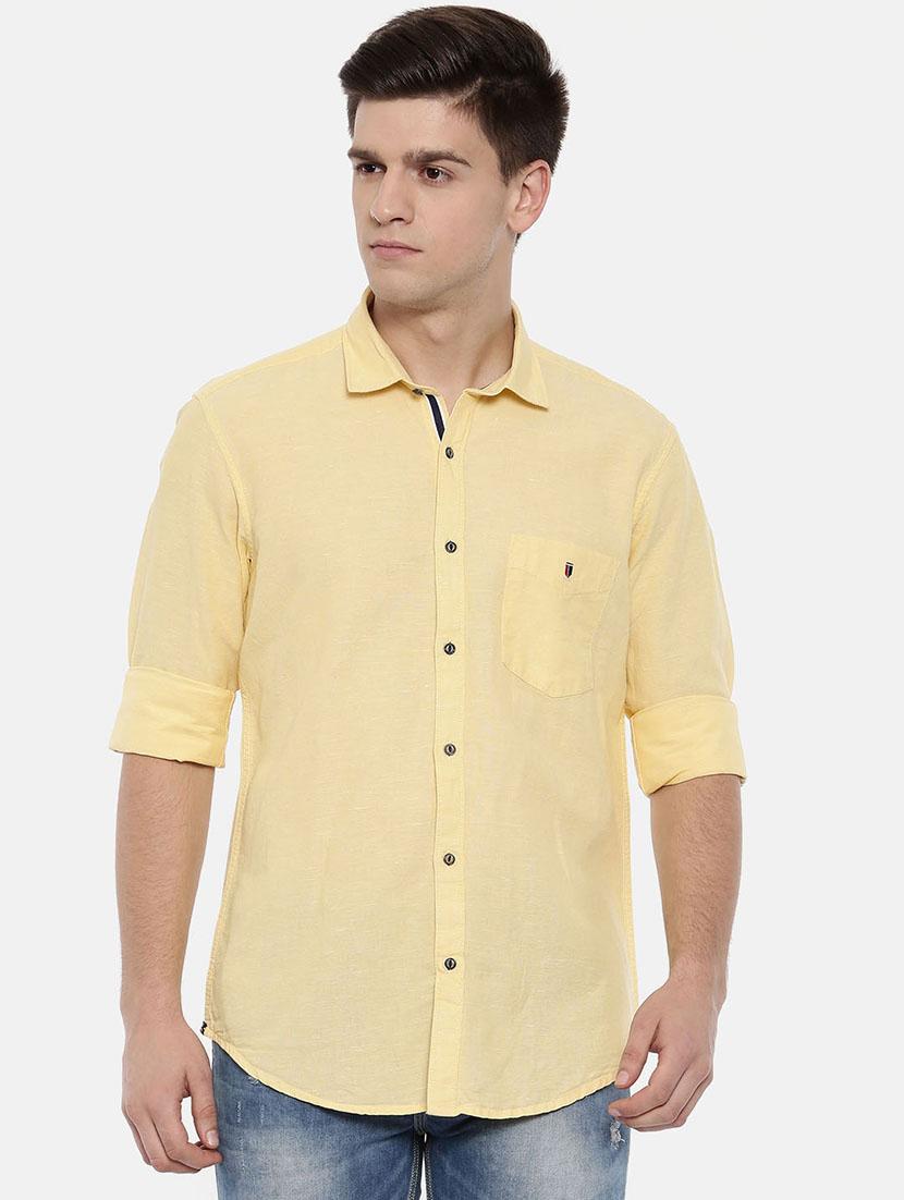 yellow cotton casual shirt - 15731793 - Zoom Image - 1