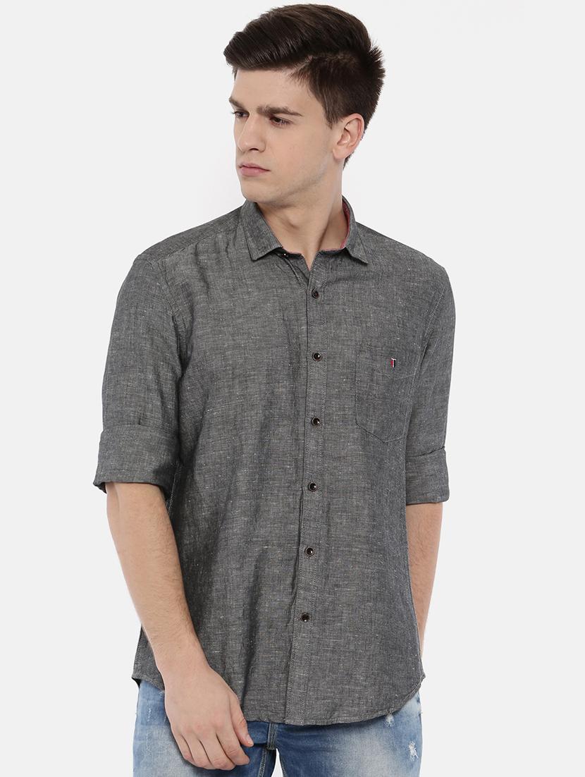 grey linen casual shirt - 15731802 - Zoom Image - 1