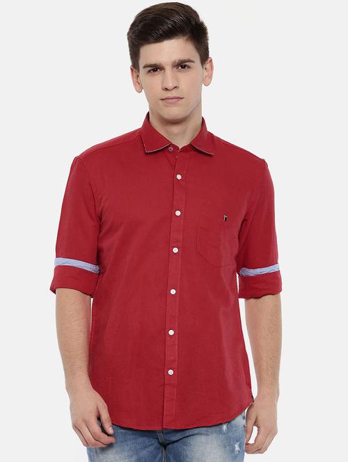 red linen casual shirt - 15731805 - Standard Image - 1