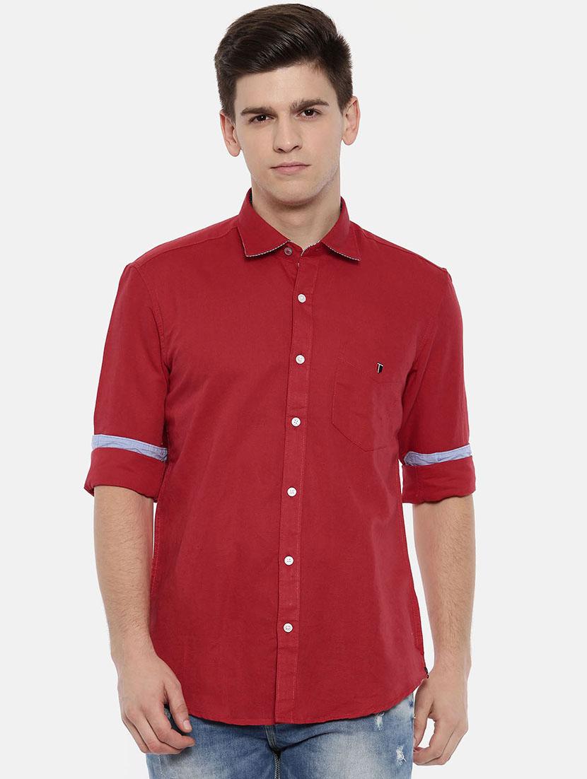 red linen casual shirt - 15731805 - Zoom Image - 1
