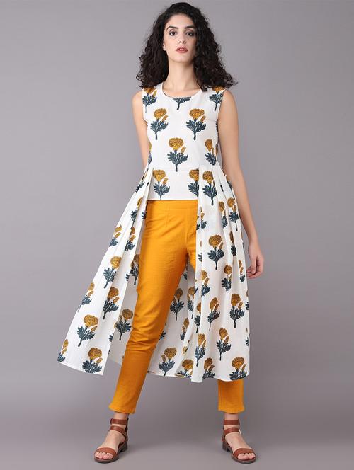 printed high-low kurta pant set - 15731812 - Standard Image - 1