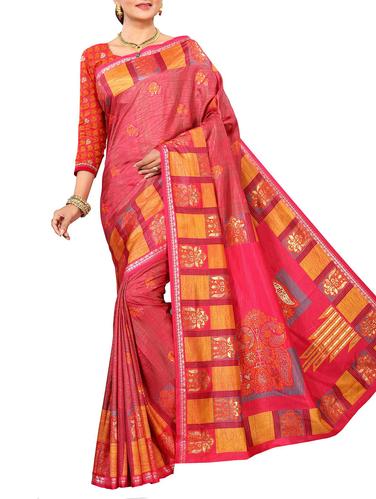 foil printed saree with blouse - 15731832 - Very Small Image - 1