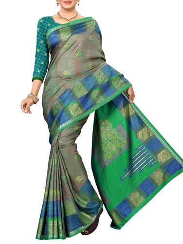 foil printed saree with blouse - 15731835 - Very Small Image - 1