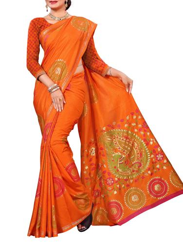 foil printed saree with blouse - 15731841 - Very Small Image - 1