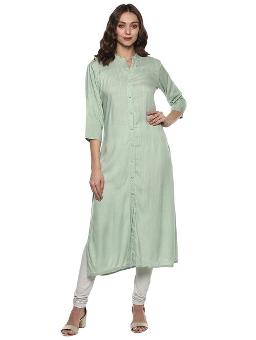 Grey solid straight kurta - 15732978 - Standard Image - 1