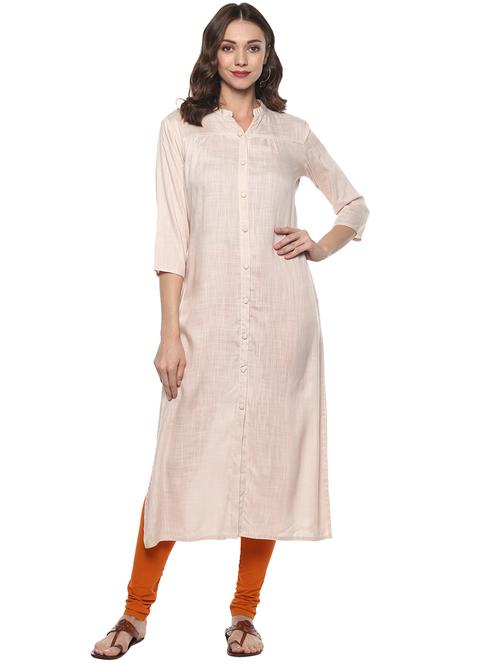 Pink solid straight kurta - 15732980 - Standard Image - 1