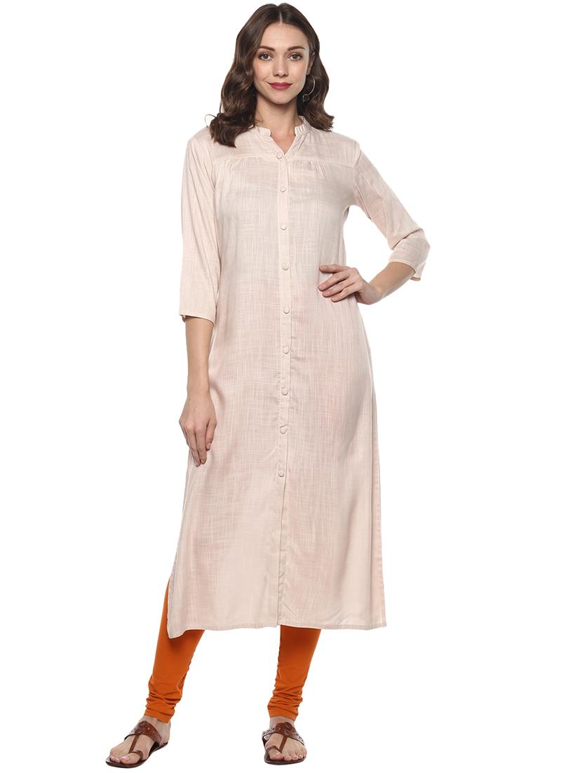 Pink solid straight kurta - 15732980 - Zoom Image - 1