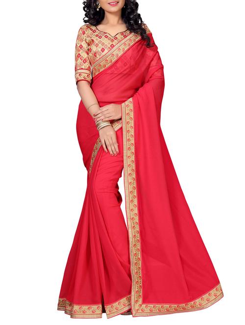 floral lace border saree with blouse - 15733045 - Standard Image - 1