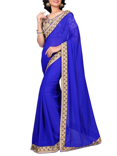 floral lace border saree with blouse - 15733047 - Standard Image - 1