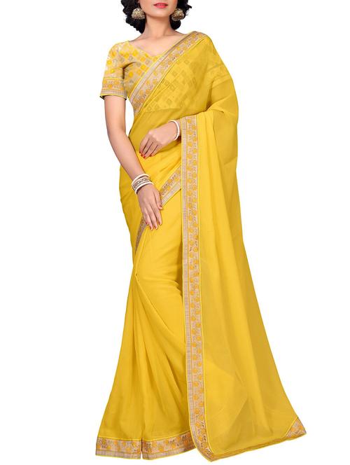 floral lace border saree with blouse - 15733051 - Standard Image - 1