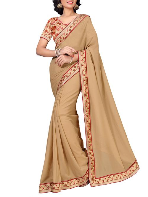 floral lace border saree with blouse - 15733054 - Standard Image - 1