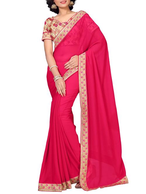 floral lace border saree with blouse - 15733056 - Standard Image - 1