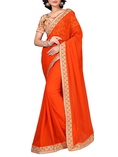 floral lace border saree with blouse - 15733058 - Standard Image - 1