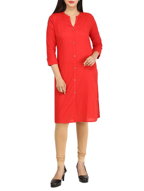 Straight solid kurta - 15733078 - Standard Image - 1