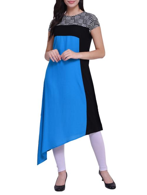 Color block asymmetric kurta - 15733170 - Standard Image - 1
