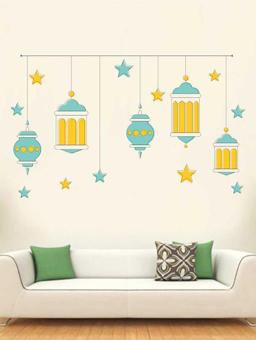 Rawpockets Wall Decals ' Decorative Lamp Wall Sticker ' Wall stickers (PVC Vinyl) Multicolour - 15733198 - Standard Image - 1