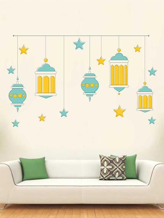 Rawpockets Wall Decals ' Decorative Lamp Wall Sticker ' Wall stickers (PVC Vinyl) Multicolour - 15733198 - Zoom Image - 1