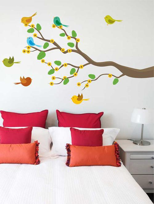 Rawpockets Wall Decals ' Colorful Birds n Tree ' Wall stickers (PVC Vinyl) Multicolour - 15733199 - Standard Image - 1