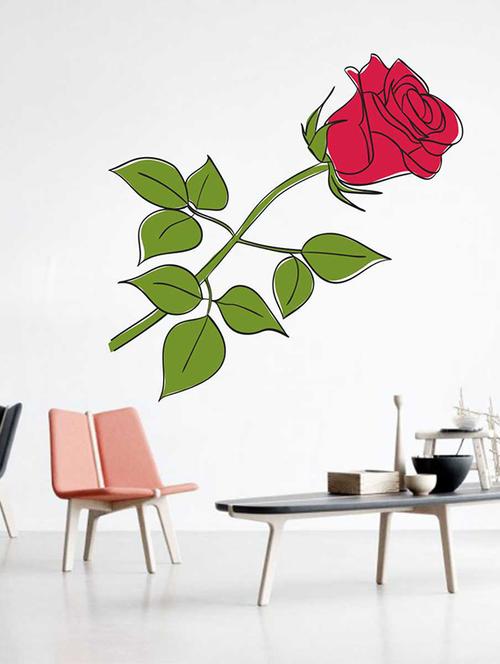 Rawpockets Wall Decals ' Rose Flower ' Wall stickers (PVC Vinyl) Multicolour - 15733200 - Standard Image - 1