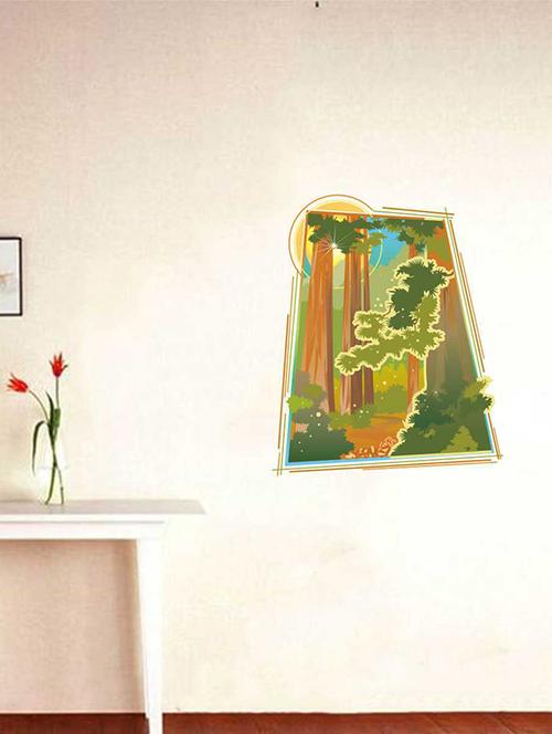 Rawpockets Wall Decals ' Nature Forest Wall Sticker ' Wall stickers (PVC Vinyl) Multicolour - 15733213 - Standard Image - 1