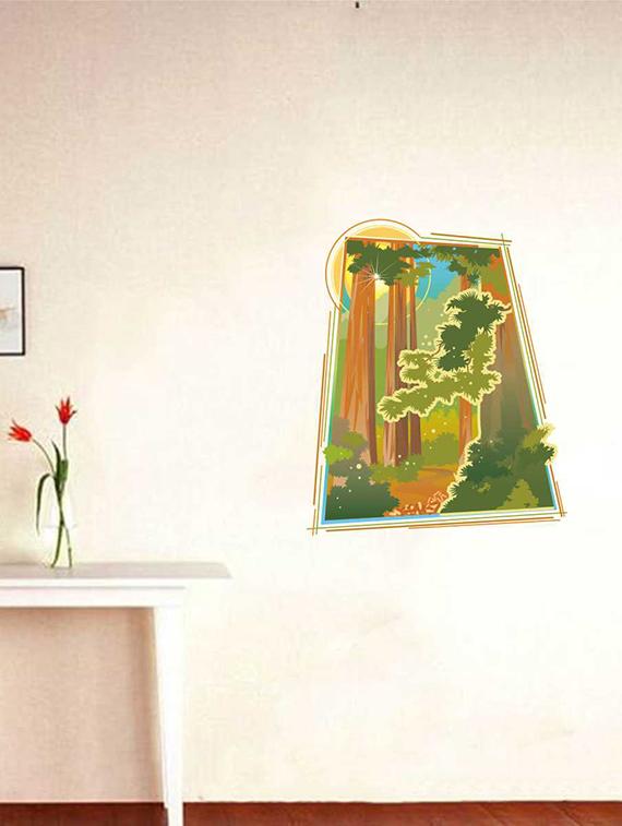 Rawpockets Wall Decals ' Nature Forest Wall Sticker ' Wall stickers (PVC Vinyl) Multicolour - 15733213 - Zoom Image - 1