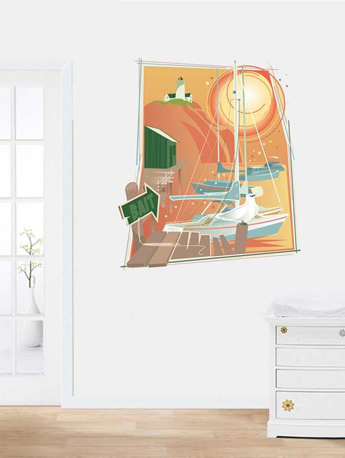 Rawpockets Wall Decals ' Boat House Wall Sticker ' Wall stickers (PVC Vinyl) Multicolour - 15733215 - Standard Image - 1