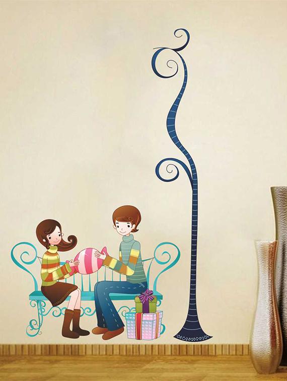 Rawpockets Wall Decals ' Couple Love Wall Sticker ' Wall stickers (PVC Vinyl) Multicolour - 15733220 - Zoom Image - 1