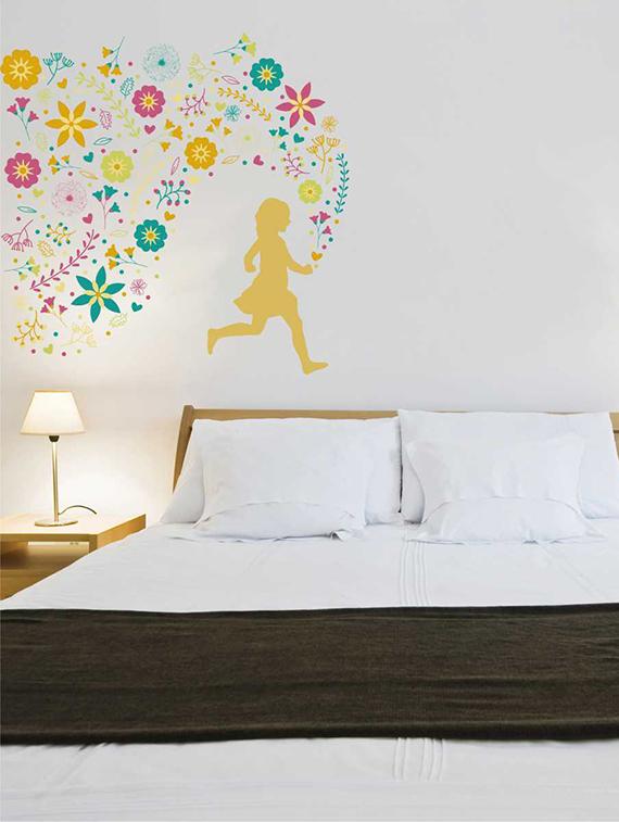 Rawpockets Wall Decals ' Flower n Girl Wall Sticker ' Wall stickers (PVC Vinyl) Multicolour - 15733221 - Zoom Image - 1