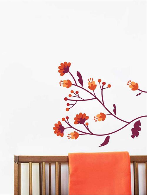 Rawpockets Wall Decals ' Flower Blossoms Wall Sticker ' Wall stickers (PVC Vinyl) Multicolour - 15733223 - Standard Image - 1