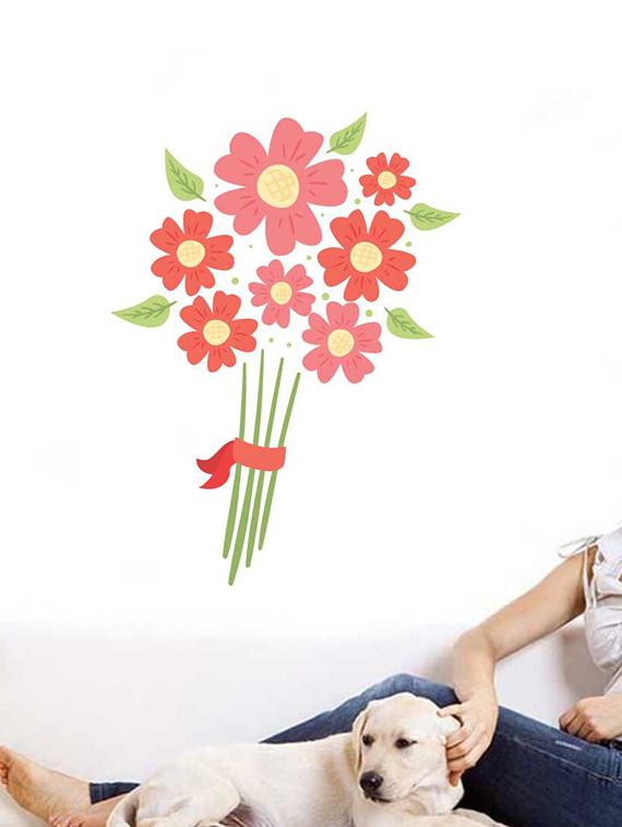 Rawpockets Wall Decals ' Beautiful Flower Bouquet Wall Sticker ' Wall stickers (PVC Vinyl) Multicolour - 15733226 - Zoom Image - 1