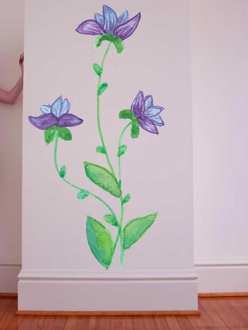 Rawpockets Wall Decals ' Violet Flower Wall Sticker ' Wall stickers (PVC Vinyl) Multicolour - 15733228 - Standard Image - 1