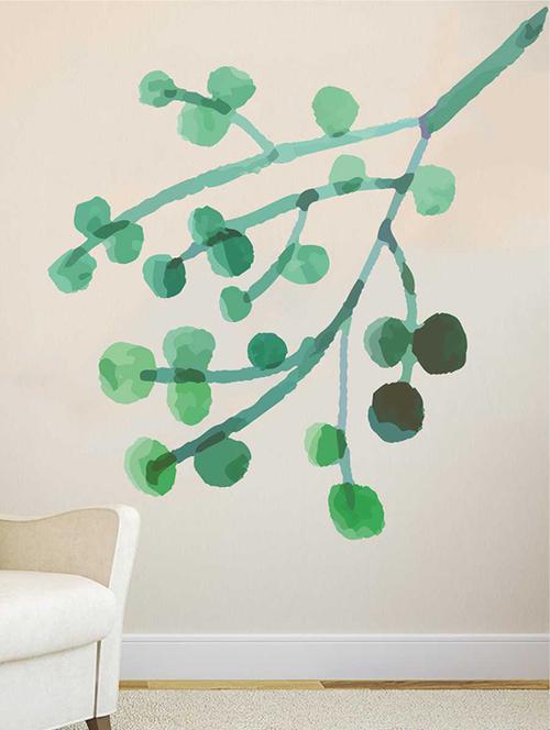 Rawpockets Wall Decals ' Green Watercolor Flower Wall Sticker ' Wall stickers (PVC Vinyl) Multicolour - 15733233 - Standard Image - 1
