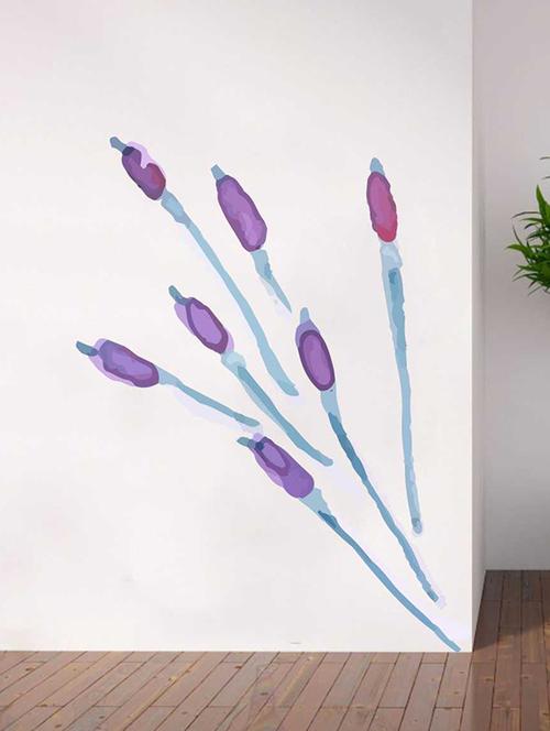 Rawpockets Wall Decals ' Purple Watecolor Flower Wall Sticker ' Wall stickers (PVC Vinyl) Multicolour - 15733235 - Standard Image - 1