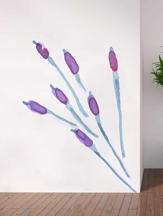 Rawpockets Wall Decals ' Purple Watecolor Flower Wall Sticker ' Wall stickers (PVC Vinyl) Multicolour - 15733235 - Zoom Image - 1