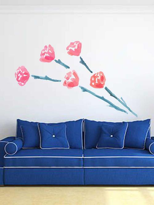 Rawpockets Wall Decals ' Red Watercolor Rose Wall Sticker ' Wall stickers (PVC Vinyl) Multicolour - 15733237 - Standard Image - 1