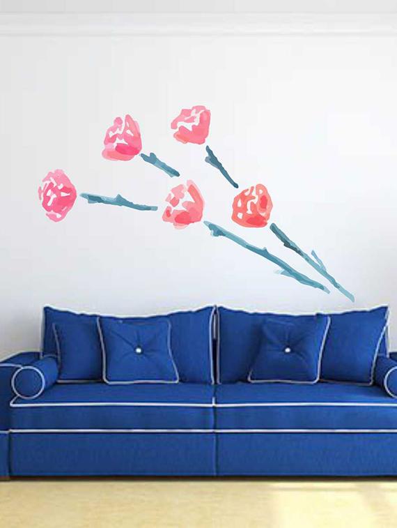 Rawpockets Wall Decals ' Red Watercolor Rose Wall Sticker ' Wall stickers (PVC Vinyl) Multicolour - 15733237 - Zoom Image - 1
