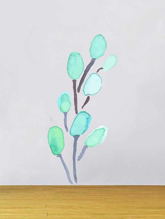 Rawpockets Wall Decals ' Green Shade Modern Flower Wall Sticker ' Wall stickers (PVC Vinyl) Multicolour - 15733239 - Zoom Image - 1