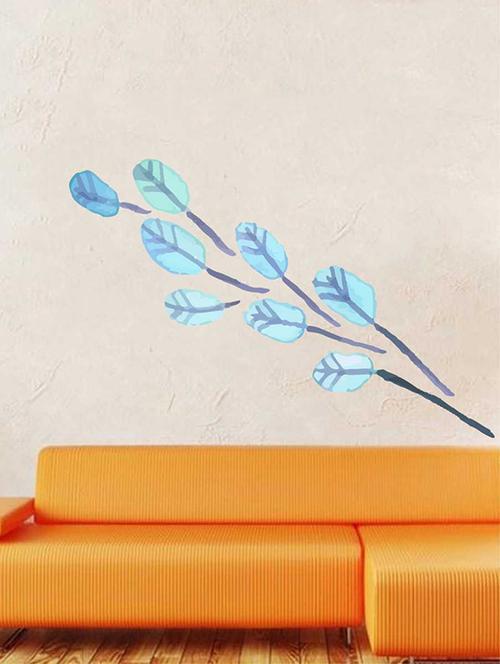 Rawpockets Wall Decals ' Blue Watercolor Leaf Wall Sticker ' Wall stickers (PVC Vinyl) Multicolour - 15733240 - Standard Image - 1