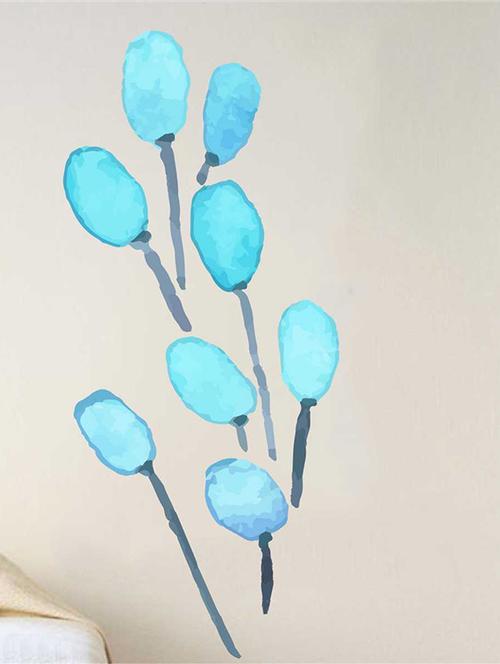 Rawpockets Wall Decals ' Blue Tulip Flower Wall Sticker ' Wall stickers (PVC Vinyl) Multicolour - 15733243 - Standard Image - 1