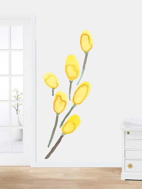 Rawpockets Wall Decals ' Yellow Modern Flower Wall Sticker ' Wall stickers (PVC Vinyl) Multicolour - 15733248 - Standard Image - 1