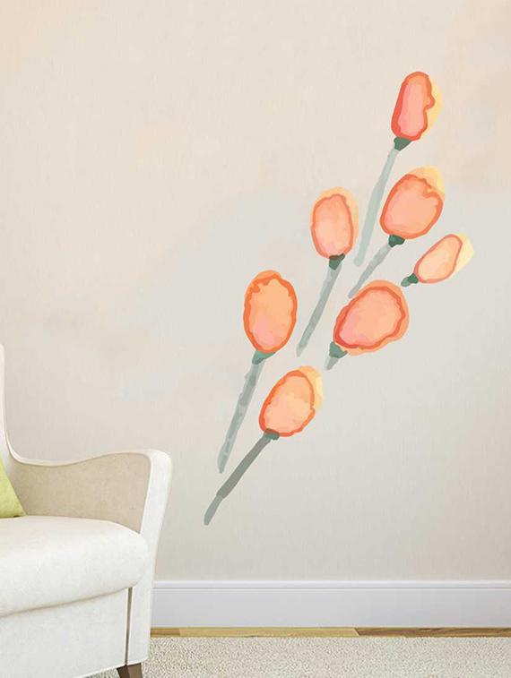 Rawpockets Wall Decals ' Red Modern Flower Wall Sticker ' Wall stickers (PVC Vinyl) Multicolour - 15733249 - Zoom Image - 1