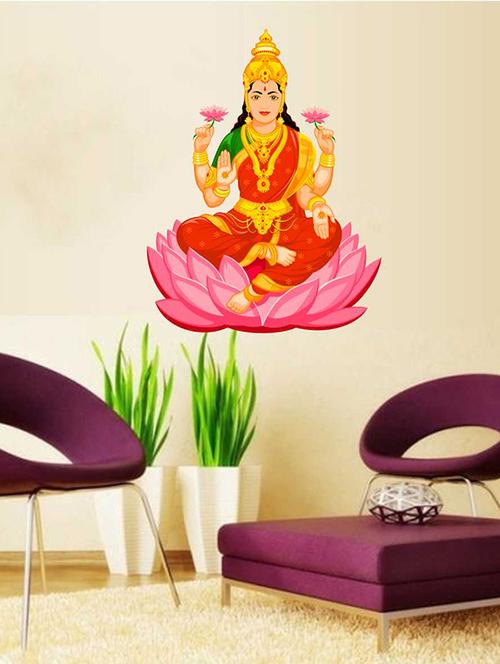 rawpockets wall decals ' goddess lakshmi wall sticker ' wall stickers (pvc vinyl) multicolour - 15733251 - Very Small Image - 1