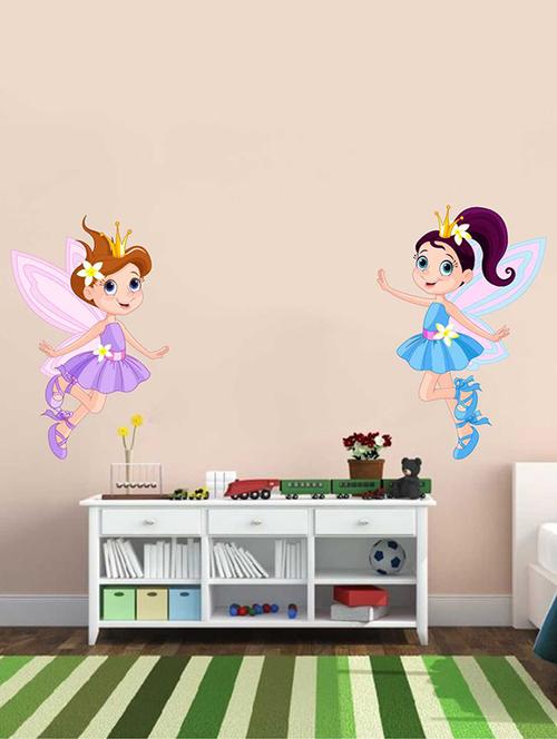 Rawpockets Wall Decals ' Two Kids Angels Wall Sticker ' Wall stickers (PVC Vinyl) Multicolour - 15733257 - Standard Image - 1
