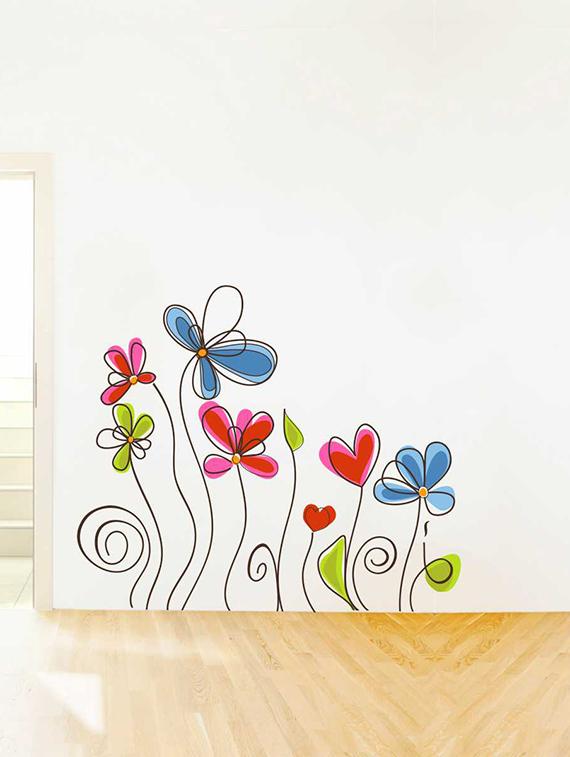 Rawpockets Wall Decals ' Colorful Flowers Wall Sticker ' Wall stickers (PVC Vinyl) Multicolour - 15733262 - Zoom Image - 1