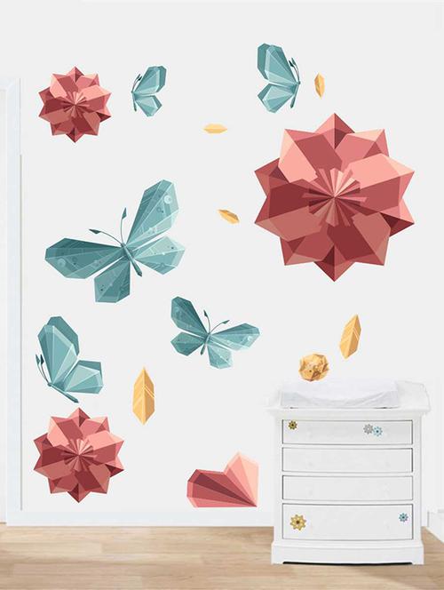 rawpockets wall decals ' flowers n butterfly wall sticker ' wall stickers (pvc vinyl) multicolour - 15733265 - Very Small Image - 1